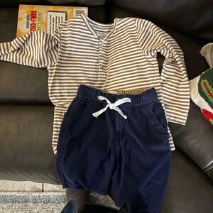 Kids Striped Brown and Navy Matching Set
